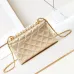 7Chanel Mini Pearl Top Handle Flap Bag Metallic Gold Lambskin Brushed Gold Hardware #A49223