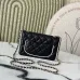 15Chanel Mini flap bag, Lambskin &amp; gold-tone metal, white &amp; black  #A49398