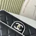 17Chanel Mini flap bag, Lambskin &amp; gold-tone metal, white &amp; black  #A49398