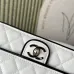 8Chanel Mini flap bag, Lambskin &amp; gold-tone metal, white &amp; black  #A49398