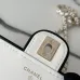 11Chanel Mini flap bag, Lambskin &amp; gold-tone metal, white &amp; black  #A49398