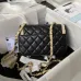 8Lambskin Quilted Flap Phone Holder With Chain Black #A49202