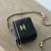 5Small vanity with chain - Shiny calfskin &amp; gold-tone metal , black #A49185