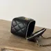 7Small vanity with chain - Shiny calfskin &amp; gold-tone metal , black #A49185
