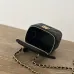 8Small vanity with chain - Shiny calfskin &amp; gold-tone metal , black #A49185