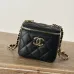 1Small vanity with chain - Shiny calfskin &amp; gold-tone metal , black #A49185