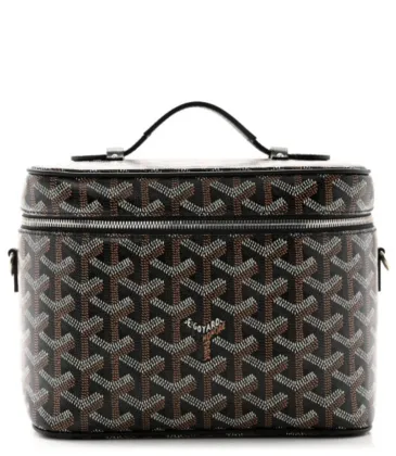 Goyard AAA+ Quality Goyardine Muse Vanity Case Black #A46672