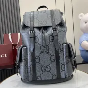 GG jumbo large backpack in grey and black GG leather #A50427