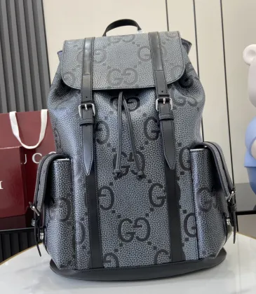 GG jumbo large backpack in grey and black GG leather #A50427
