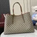 3Gucci GG Emblem maxi tote bag in beige and dark brown fabric #A51000