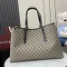 7Gucci GG Emblem maxi tote bag in beige and dark brown fabric #A51000