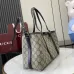 8Gucci GG Emblem medium tote bag in beige and dark brown fabric  #A51001