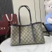 9Gucci GG Emblem medium tote bag in beige and dark brown fabric  #A51001
