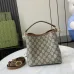 3Gucci GG Emblem small bucket bag in beige and dark brown fabric #A50999