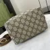4Gucci GG Emblem small bucket bag in beige and dark brown fabric #A50999