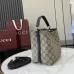 8Gucci GG Emblem small bucket bag in beige and dark brown fabric #A50999