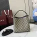 9Gucci GG Emblem small bucket bag in beige and dark brown fabric #A50999