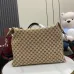6Gucci canvas medium duffle bag in beige and dark brown canvas #A51219