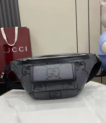 GG jumbo large belt bag in grey and black GG leather  #A50426