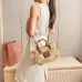 12Tan/caramel Woven Fabric Handbag With Leather Trim #A50907