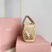4Tan/caramel Woven Fabric Handbag With Leather Trim #A50907