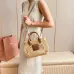 10Tan/caramel Woven Fabric Handbag With Leather Trim #A50907