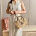 11Tan/caramel Woven Fabric Handbag With Leather Trim #A50907