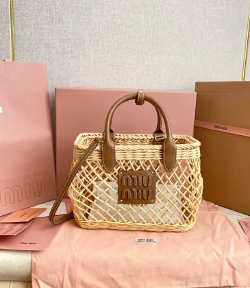 Tan/caramel Woven Fabric Handbag With Leather Trim #A50907