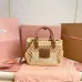1Tan/caramel Woven Fabric Handbag With Leather Trim #A50907