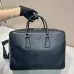 3Prada Briefcase Attache case Business Bag Leather Navy #A50985