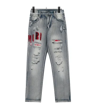 Amiri Classic Unisex Blood and tears letter embroidery washed slim fit jeans #A48765