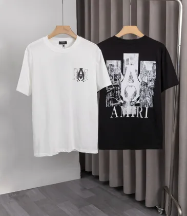 Amiri T-shirts Front and back pattern printing letter logo embroidery 260g double yarn cotton fabric #A47346
