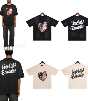 Amiri T-shirts HOPELESS ROMANTIC printing T-shirts Black/White #A48500