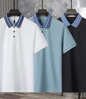 Burberry T-Shirts polo for MEN Solid Color Black/White/Light Blue #A46573
