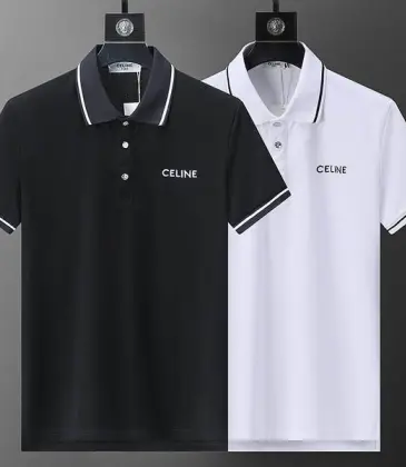 Celine T-Shirts Polo for MEN Black/White Solid Color #A46590