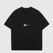 Ch**el T-Shirts Solid Color Crew Neck Black/White #A46472