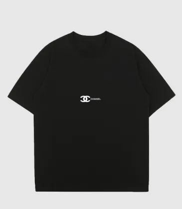 Ch**el T-Shirts Solid Color Crew Neck Black/White #A46472