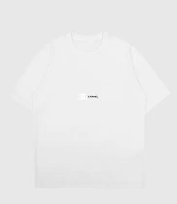 Ch**el T-Shirts Solid Color Crew Neck Black/White #A46473