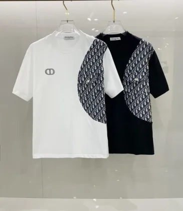 Dior T-shirts for men Splicing flowers Black/White #A46423