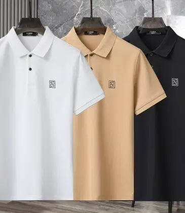 Fendi T-shirts Polo for men Solid Color Black/White/Yellow #A46614