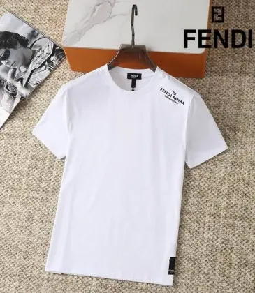 Fendi T-shirts for men Crew Neck Black/White/Khaki #A46465