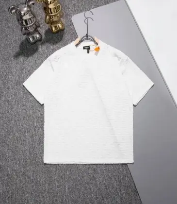 Fendi T-shirts for men logo printing Black/White/Blue #A47099