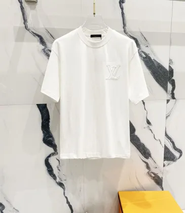 Louis Vuitton T-Shirts 3D Letter Monogram Embroidered Cotton Black/White/Red #A48640