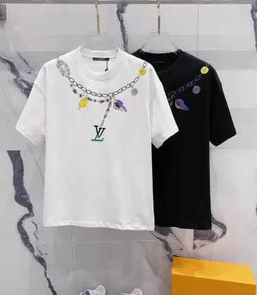 Louis Vuitton T-Shirts for AAAA Louis Vuitton T-Shirts embroidery Black/White #A46744
