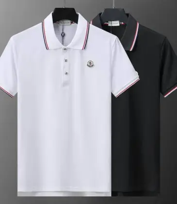 Moncler T-shirts Polo for men Buttons Black/White #A46649