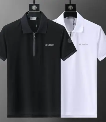 Moncler T-shirts Polo for men zipper Black/White #A46648