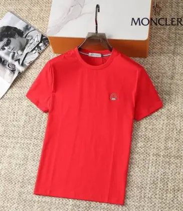 Moncler T-shirts for men Solid Color Black/White/Red #A46438