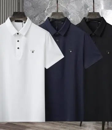 Prada T-Shirts Polo for Men Buttons Black/White/Blue #A46673