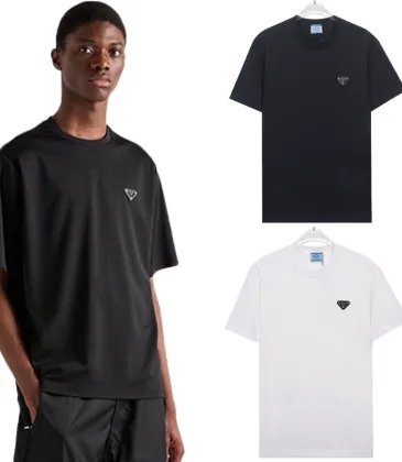 Prada T-Shirts for Men triangle-logo Black/White #A48647