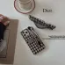 4Christian Dior iPhone 13/ Phone 13 Pro /Phone 13 Pro Max /Phone 12 / 11 Fabric Embroidered Wrist Strap Half Case #999925251